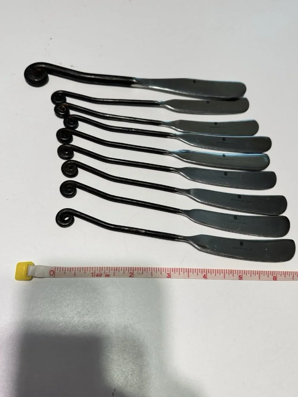 9 Gourmet Settings GS Treble Clef Flat Handle Butter Spreader Hand Forged 18/8